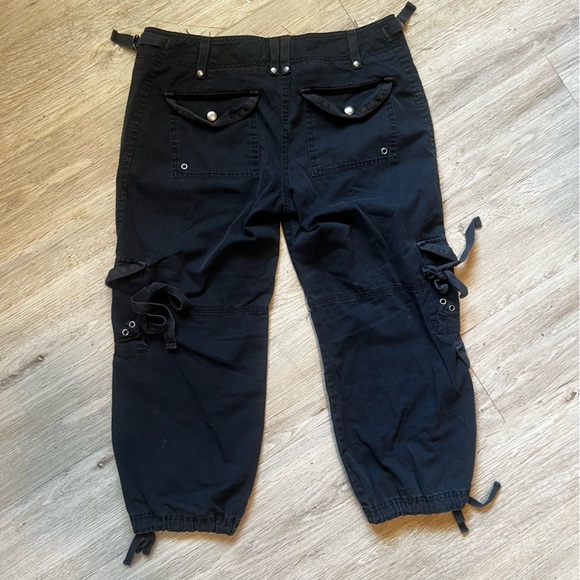 Vintage Y2K Utility Limited Cargo Zipper Drawstring Bottom Capri Pedal Pushers - Picture 2 of 15